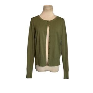 Green long sleeves button cardigan sweater size Large